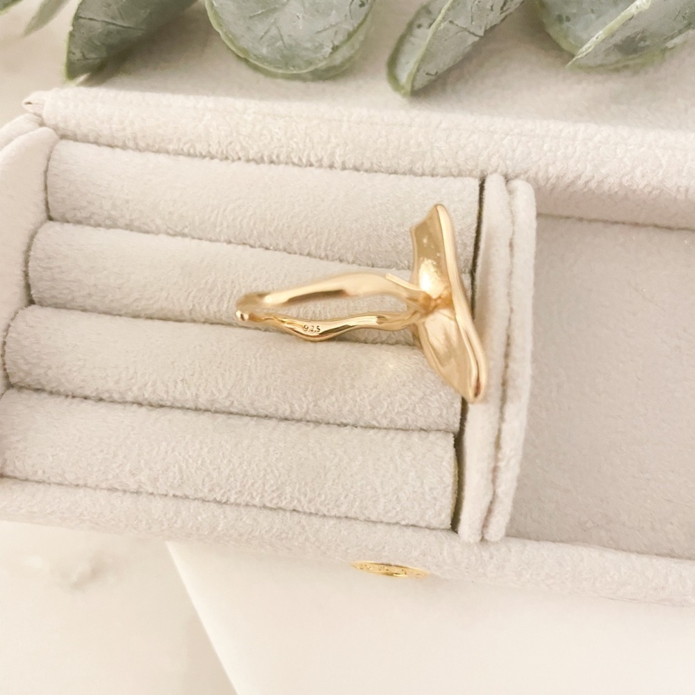 925 Sterling Silver Foil Ring Abstract Ring Modern Ring Resizable Ring Band - Picture 8 of 9